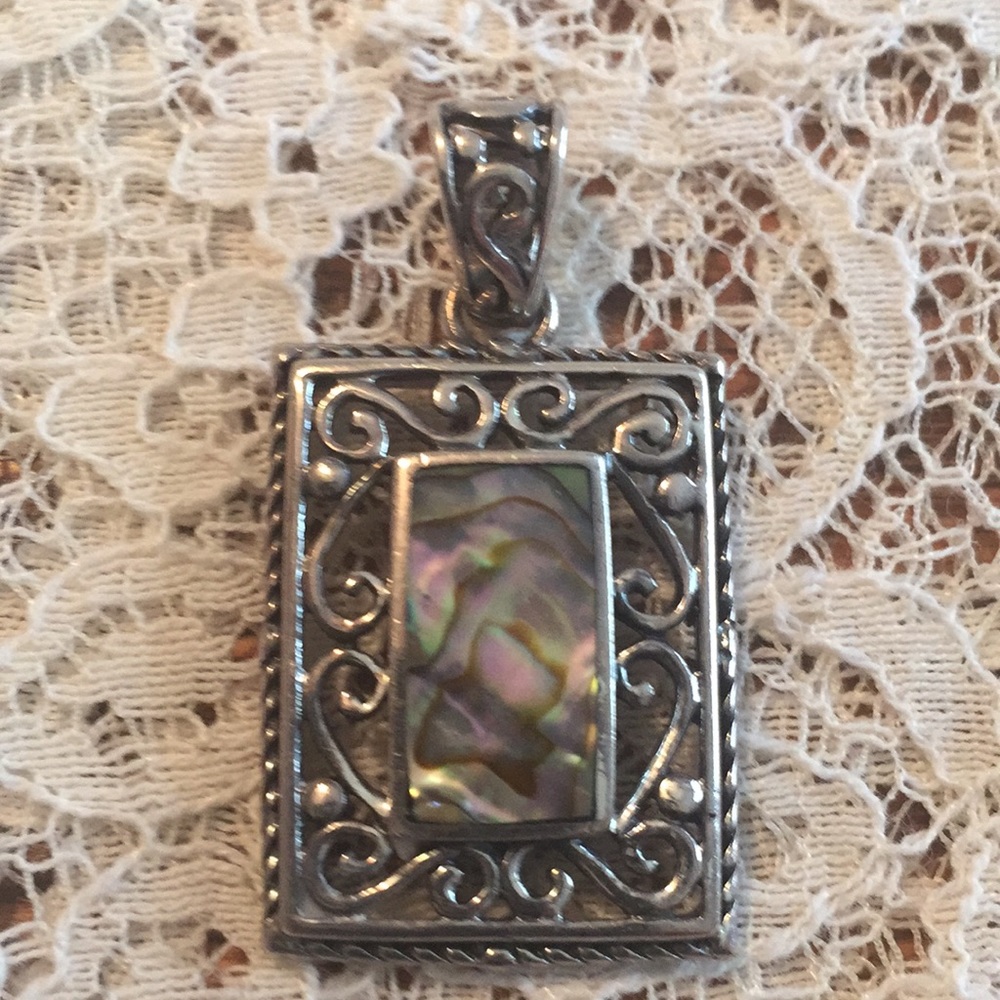 Sterling Silver and Abalone Filigree Pendant